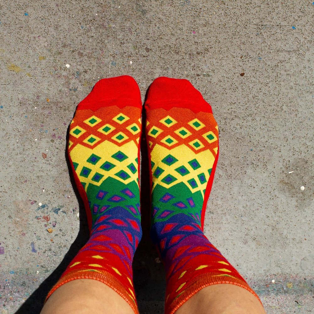Rainbow geometric funky socks